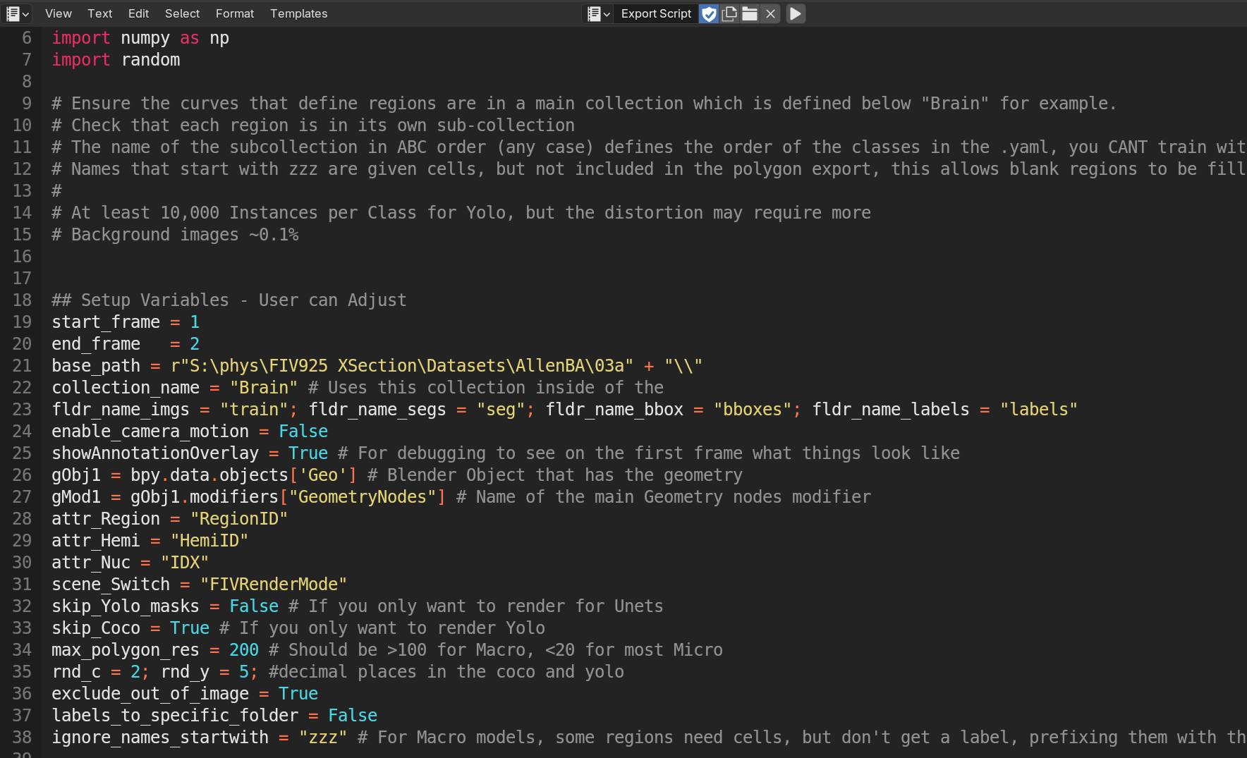 Blend rendering script.